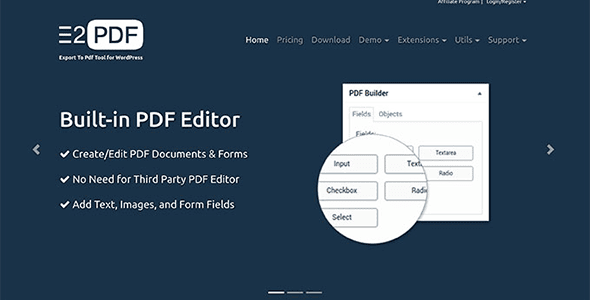 E2Pdf Export To Pdf Tool for WordPress